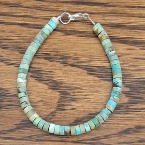 Bracelet Heishi Turquoise Beaded Small 6.5" Sterling Silver